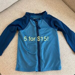2T rashguard toddler long sleeve blue zip up zipper baby swim sun protection EUC